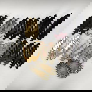 Group Stuart Weitzman Designer Shoes: Group of Eleven (11) Pair Stuart Weitzman Designer Shoes. Four sets of flats, three pair of kitten heels, 3 pair of 2" heals and a pair of Boots. Mostly suede and leather and a snake. Snake skin and b