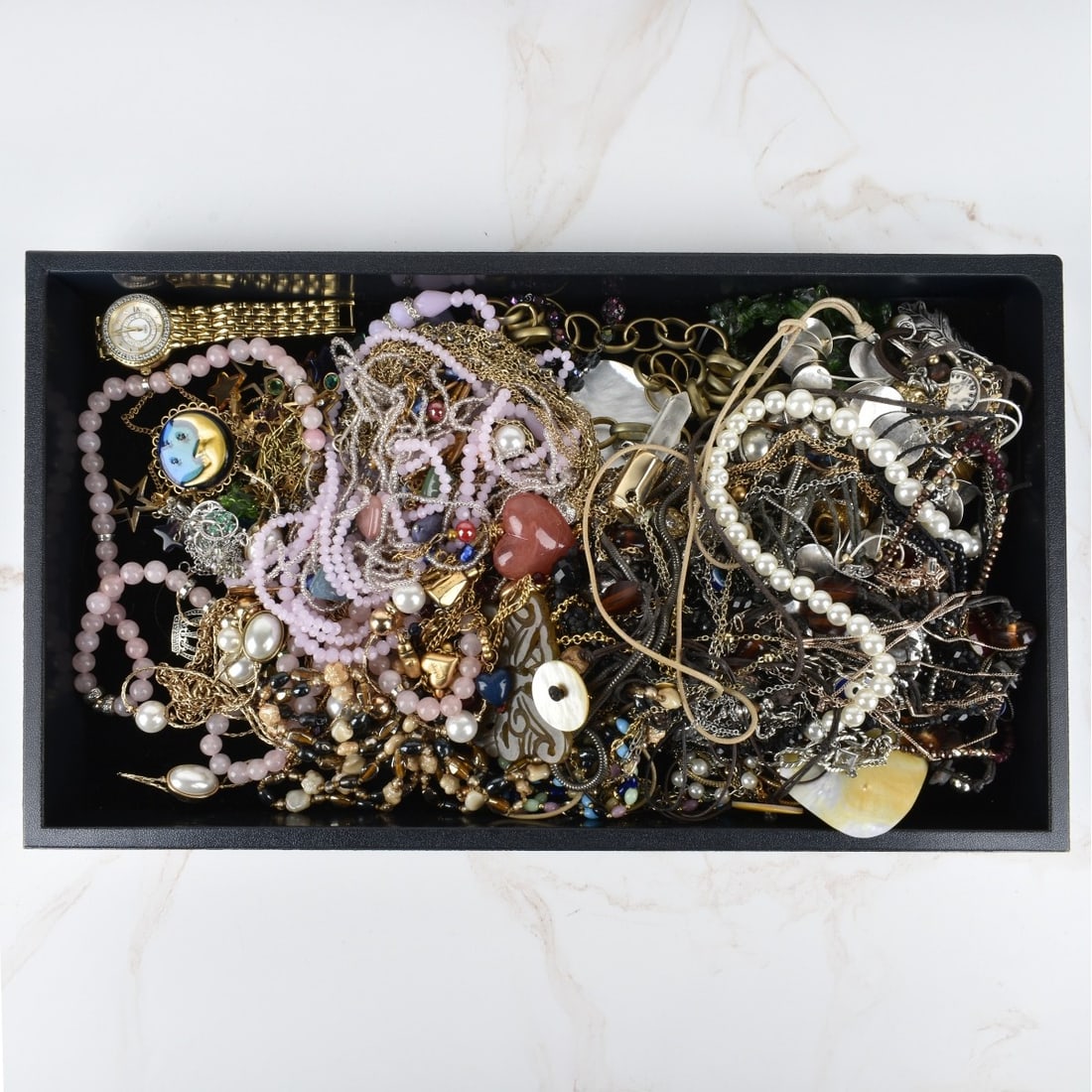 Collection of Fashion Jewelry: Collection of Fashion Jewelry. Consisting of necklaces, bracelets, pens, key chain and necklaces some with various accents, color stones, hardstones and more. Various makers and styles. Condition: Goo