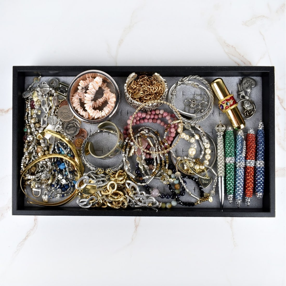 Collection of Vintage Costume Jewelry: Collection of Vintage Costume Jewelry Including Necklaces, Bracelets, Watch, Rings, Pendants and Earrings. A few signed pieces. Condition: Good condition. Please note the galley does not warranty the 