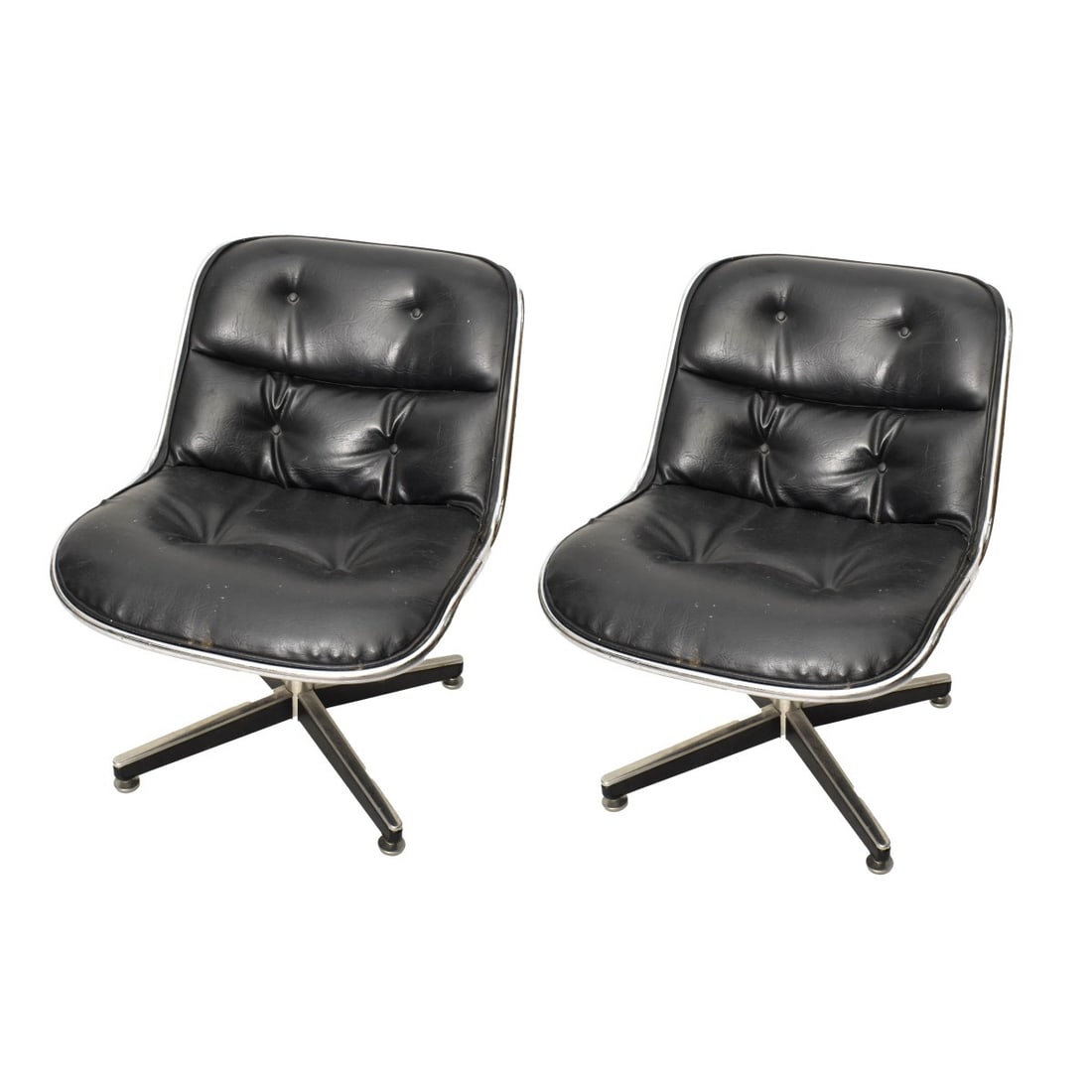 Knoll Style Black Leather Chairs (1 of 5)