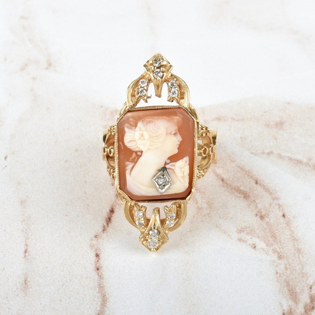 Diamond, Shell and 14K Ring (1 of 4)