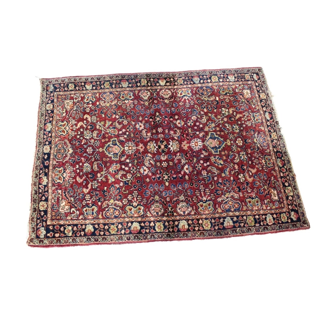Semi-Antique Persian Mashad Wool Rug: Semi-Antique Persian Mashad Wool Rug. Measures: 54" x 39". Condition: Some loss to fringe otherwise good condition. Estimate: $100.00 - $300.00 Domestic Shipping: $72.00
