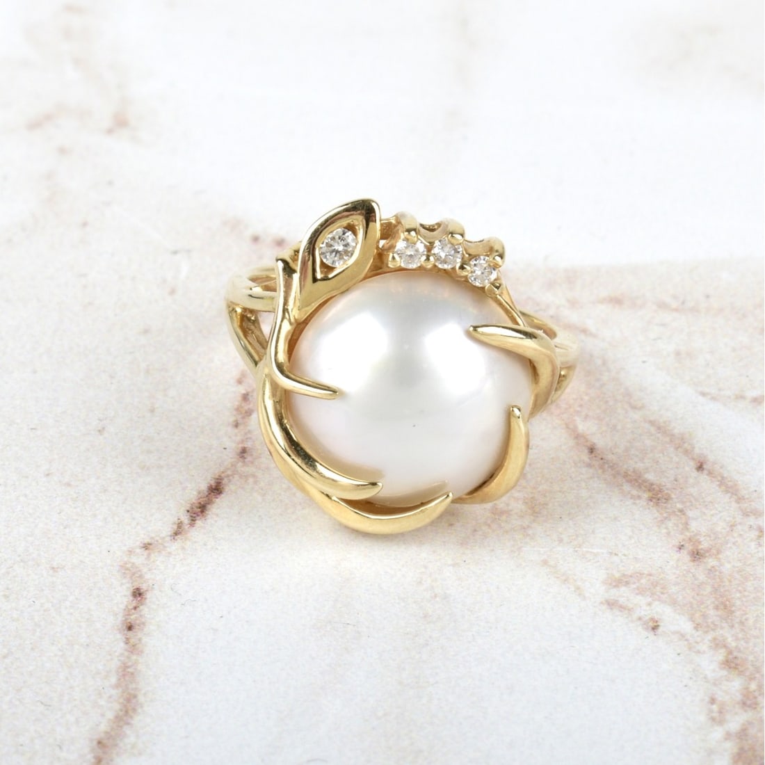 Pearl, Diamond and 14K Ring (1 of 4)