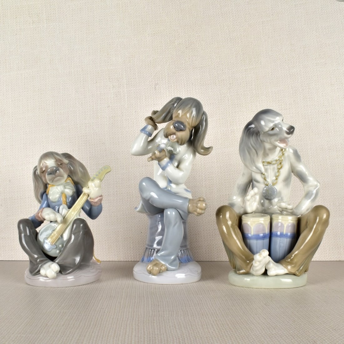 Three Lladro Porcelain Dog Band Figurines (1 of 4)