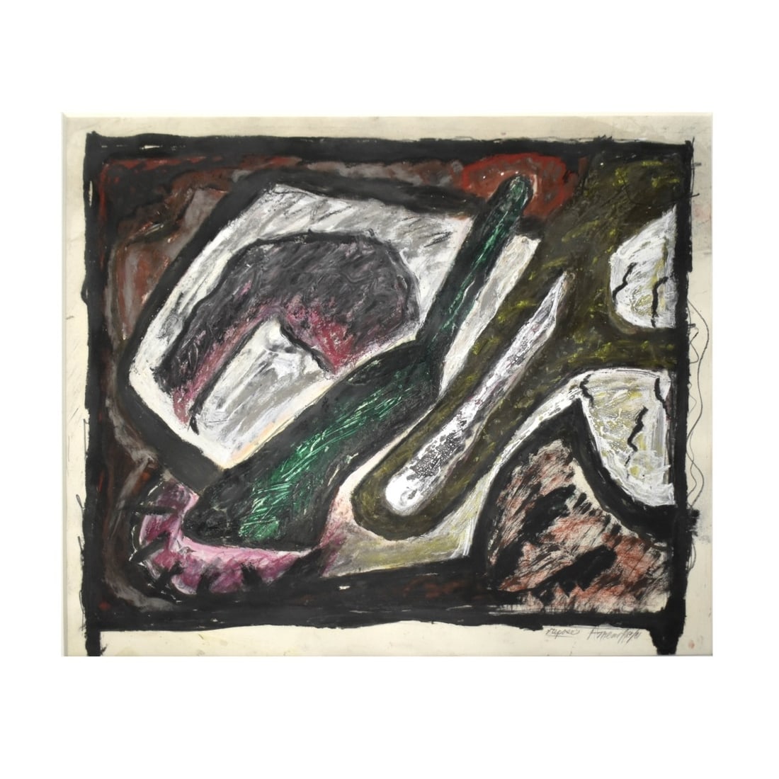 Gregory Amenoff, American (b. 1948): Gregory Amenoff, American (b. 1948) "Repose" Tempera on Paper. Framed under Plexiglass. Signed and titled and dated in pencil bottom right-hand corner. Back with Sotheby's tag. Image area measures: 21