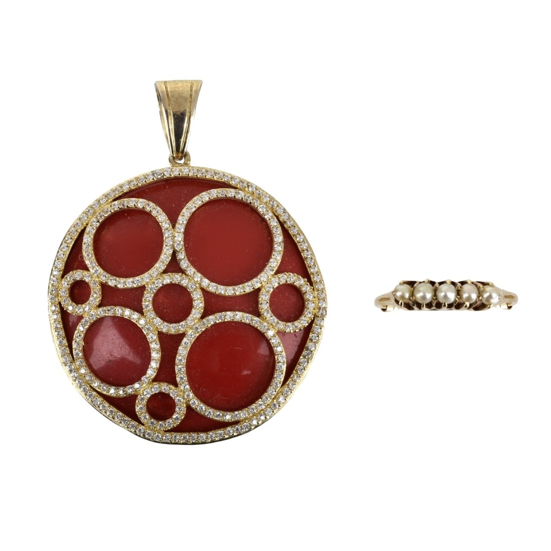 Vermeil Pendant, 14K and Pearl Ring (1 of 4)
