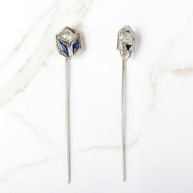 Diamond and Sapphire Stick Pins