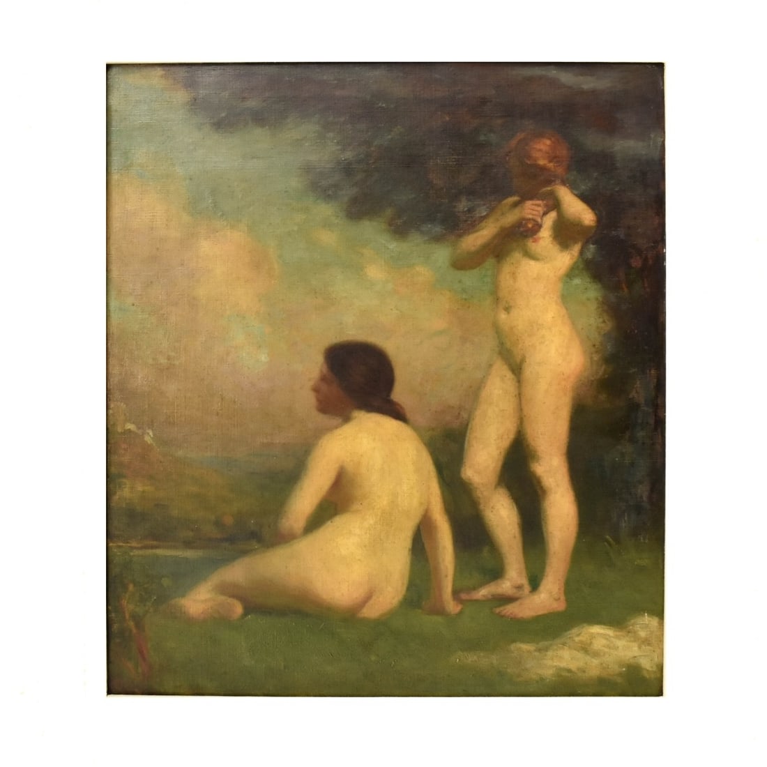 Antique Oil on Canvas Painting of Nudes (1 of 5)