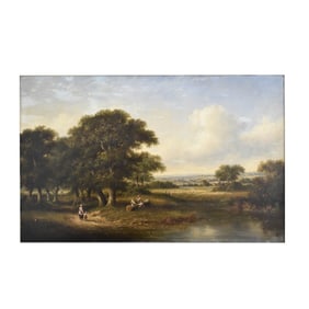 Antique American School Oil on Canvas Landscape