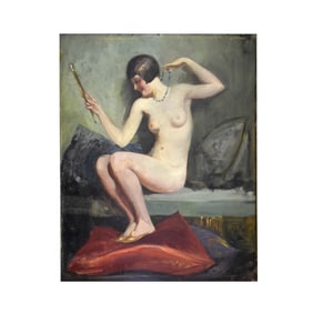 Oil On Board Nude Female Flapper Era 1920s