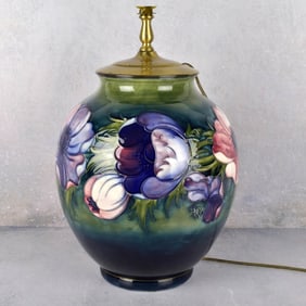 William Moorcroft Anemone Pattern Lamp