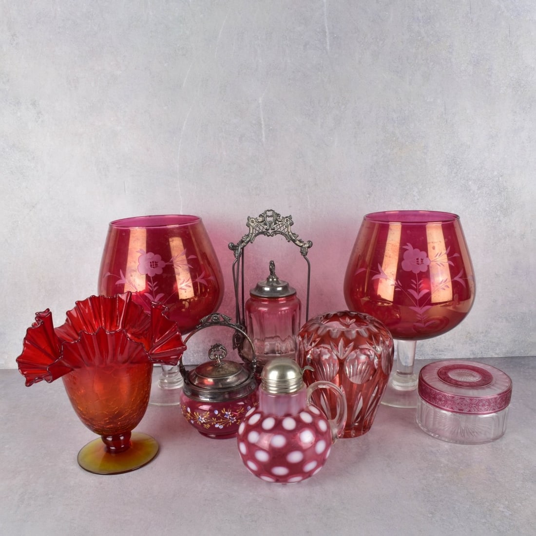 Vintage Red/Cranberry Glass Pieces (1 of 4)