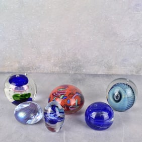 Collection of Six Glass Paperweights