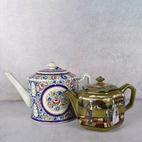 Antique Teapots Chinese Export , Buffalo Pottery