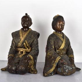 Japanese Polychrome Bronze Seated Figures