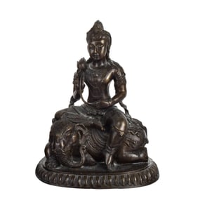 Asian Guanyin Seated Bronze Figure