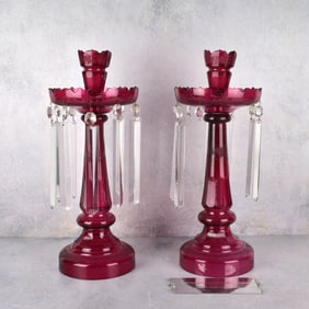 Cranberry Red Crystal Luster Lamps