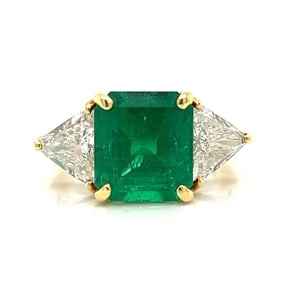 Emerald, Diamond and 18K Ring