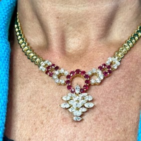 Diamond, Ruby and 18K Necklace