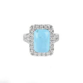Turquoise, Diamond and 14K Ring