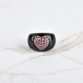 Sapphire, Onyx and 18K Ring