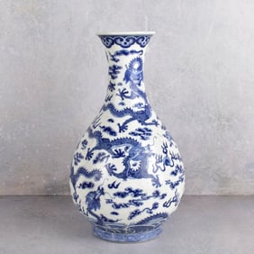 Chinese Blue and White Porcelain Bottle Vase