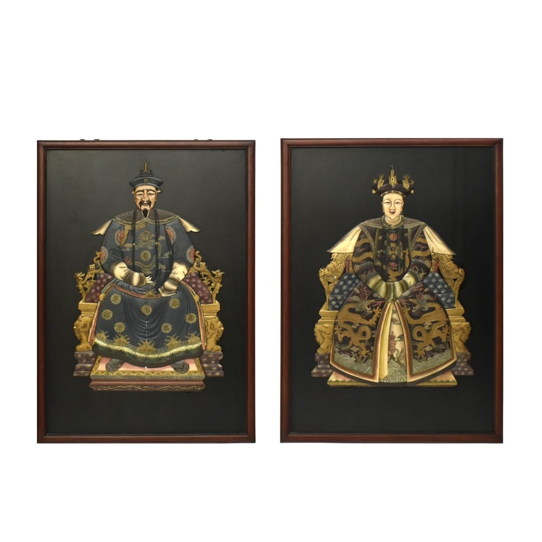 Chinoiserie Style Emperor and Empress Wood Panels (1 of 7)