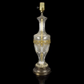 Antique Baccarat Bronze Mount Crystal Lamp