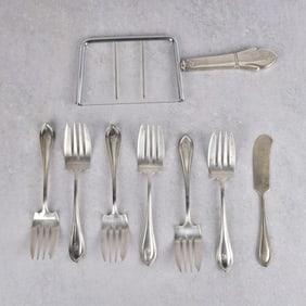 A.J. Towel Sterling Silver Forks and Cake Knife