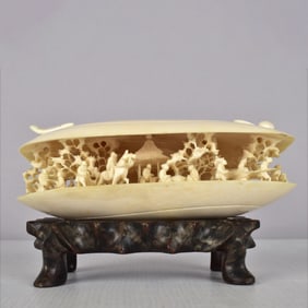 Antique Japanese Carving of a Village