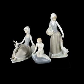 3 Vintage Porcelain Figurines Lladro Nao
