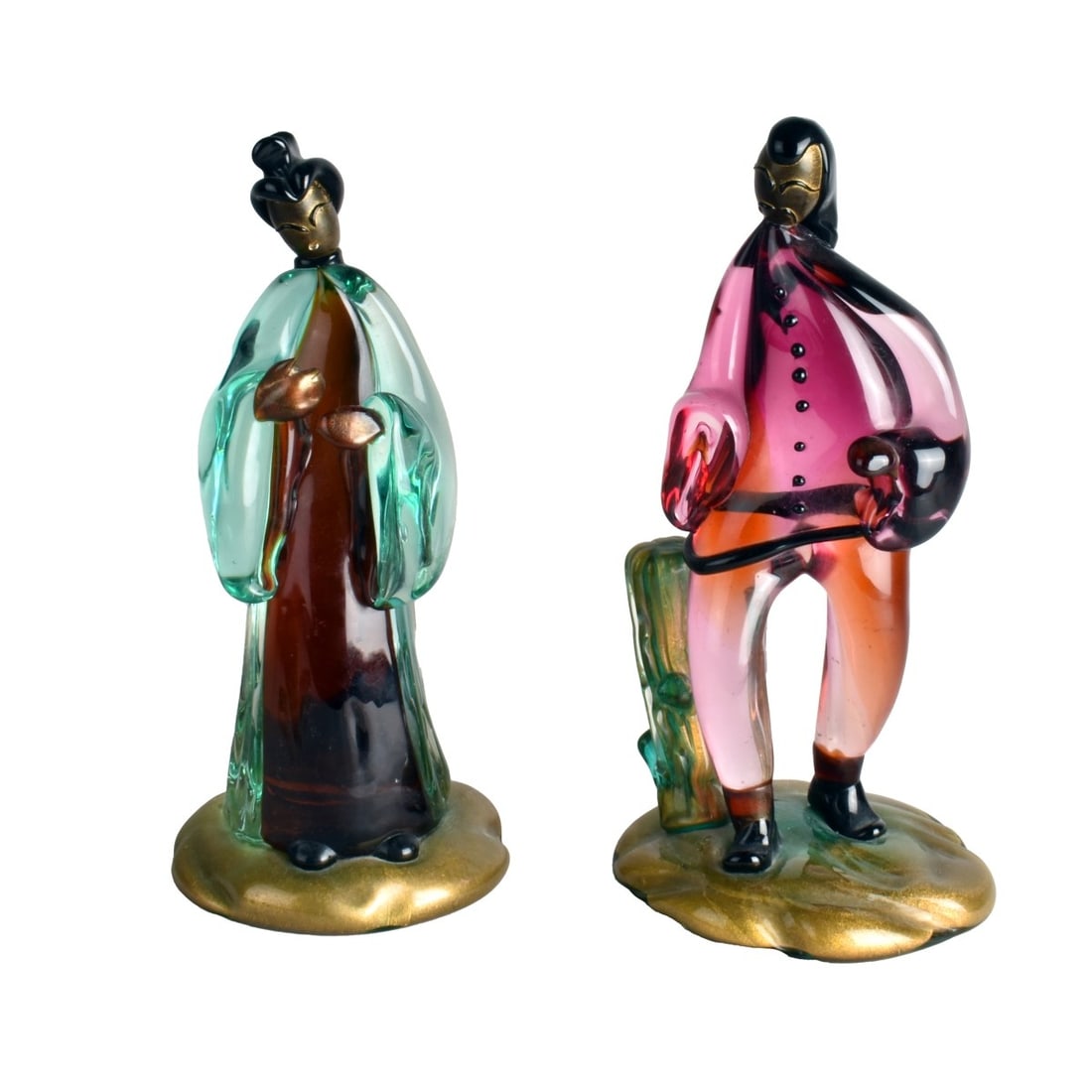 Pair of Murano Art Glass Oriental Figurines (1 of 4)