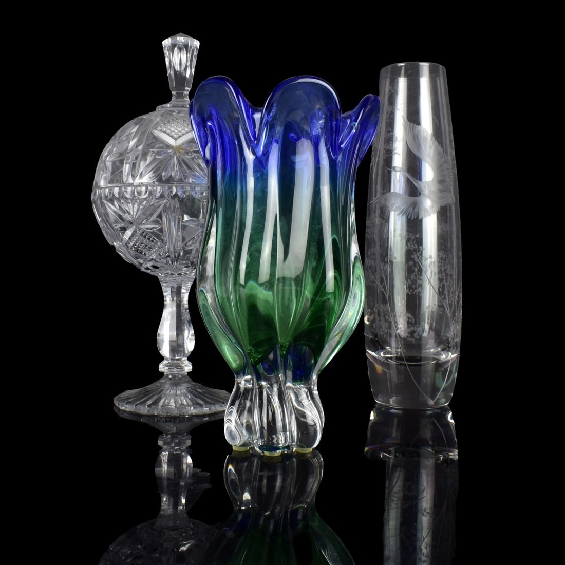 Lot of Three (3) Glass Vessels (1 of 6)