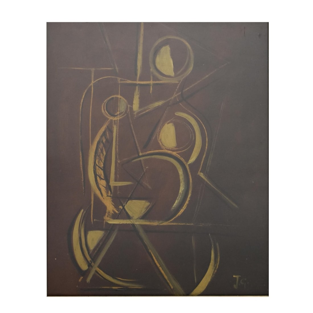 Abstract Gouache Mother & Child signed J G (1 of 7)