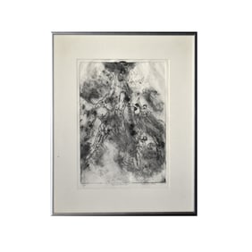 France Lieber "Flying Figures" Etching