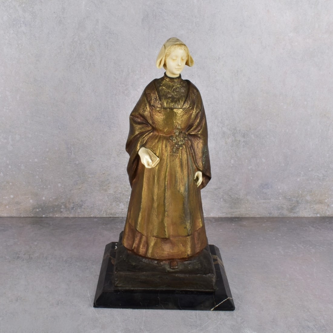 Henri Louis LaVasseur, French (1853-1934): Henri Louis LeVasseur, French (1853-1934) Bronze Figurine on a Marble Base, Titled "Femme de France". Artist signed. Measures: 13" H. We Will Not Ship This Item Outside of the State of Florida. Anyone