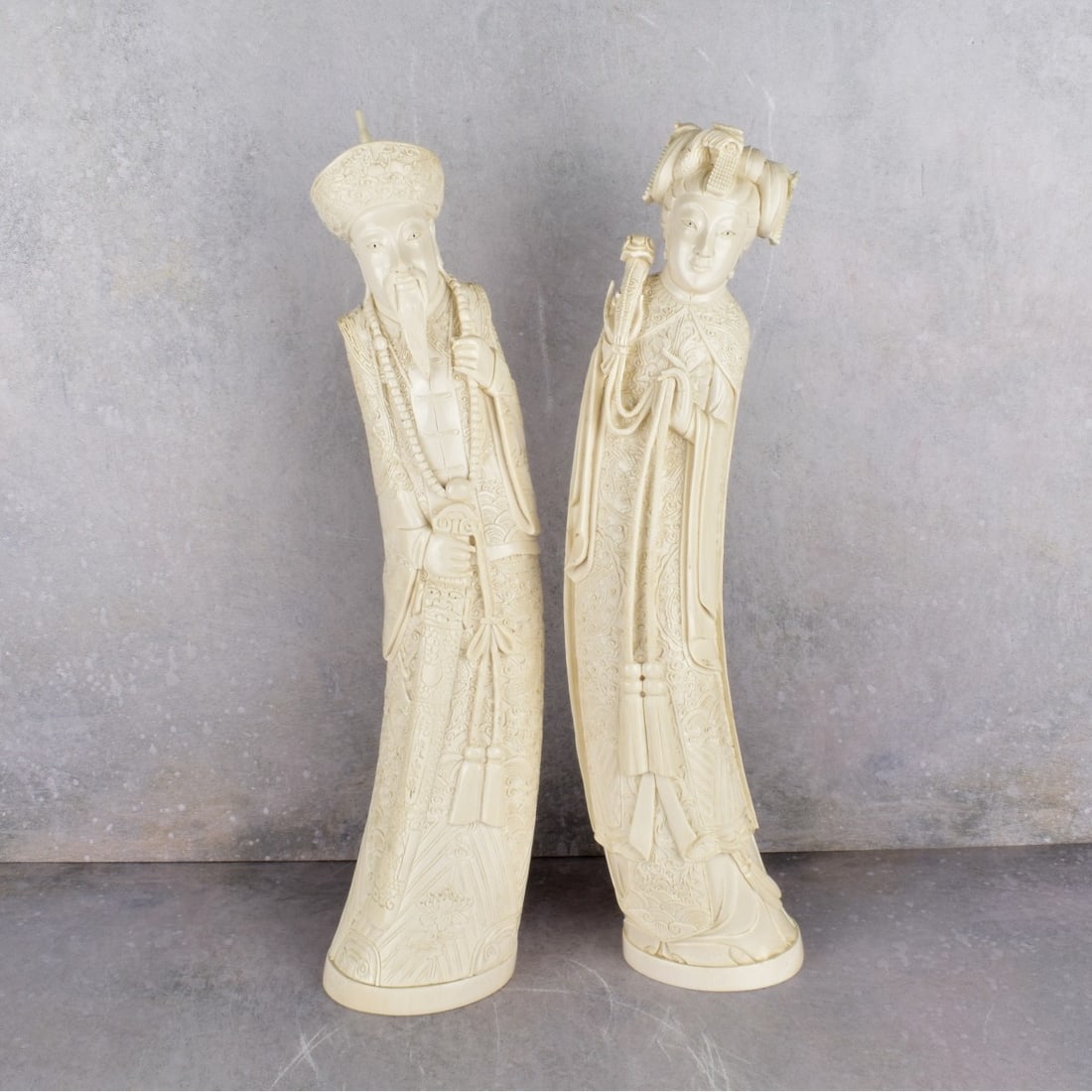 Large Chinese Carved Emperor and Empress (1 of 7)