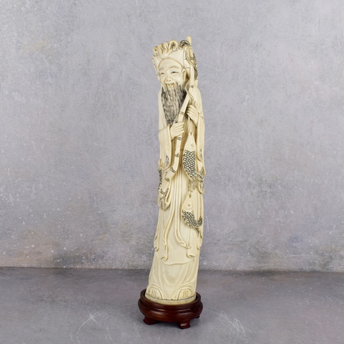 Antique Chinese Carving of a Fisherman (1 of 5)