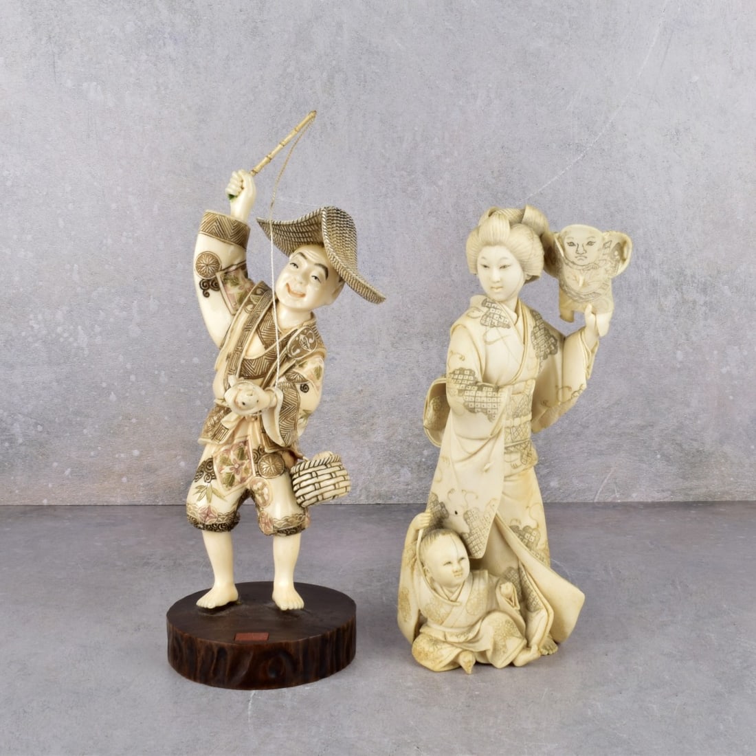 Vintage Chinese Carved and Polychromed Figures (1 of 6)