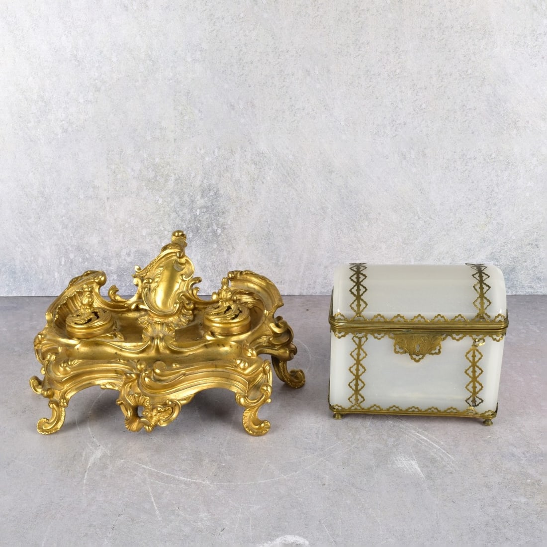 French Opaline Dresser Box and Desk Stand (1 of 4)
