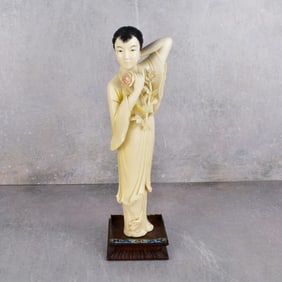 Antique Japanese Carved Polychromed Figure