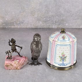 Three Sterling and Porcelain Items.