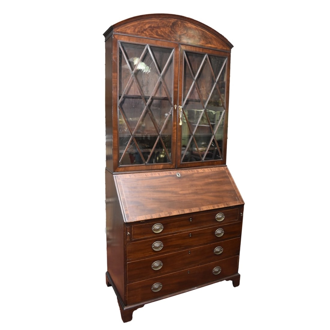19C English Mahogany Drop Front Secretary (1 of 9)