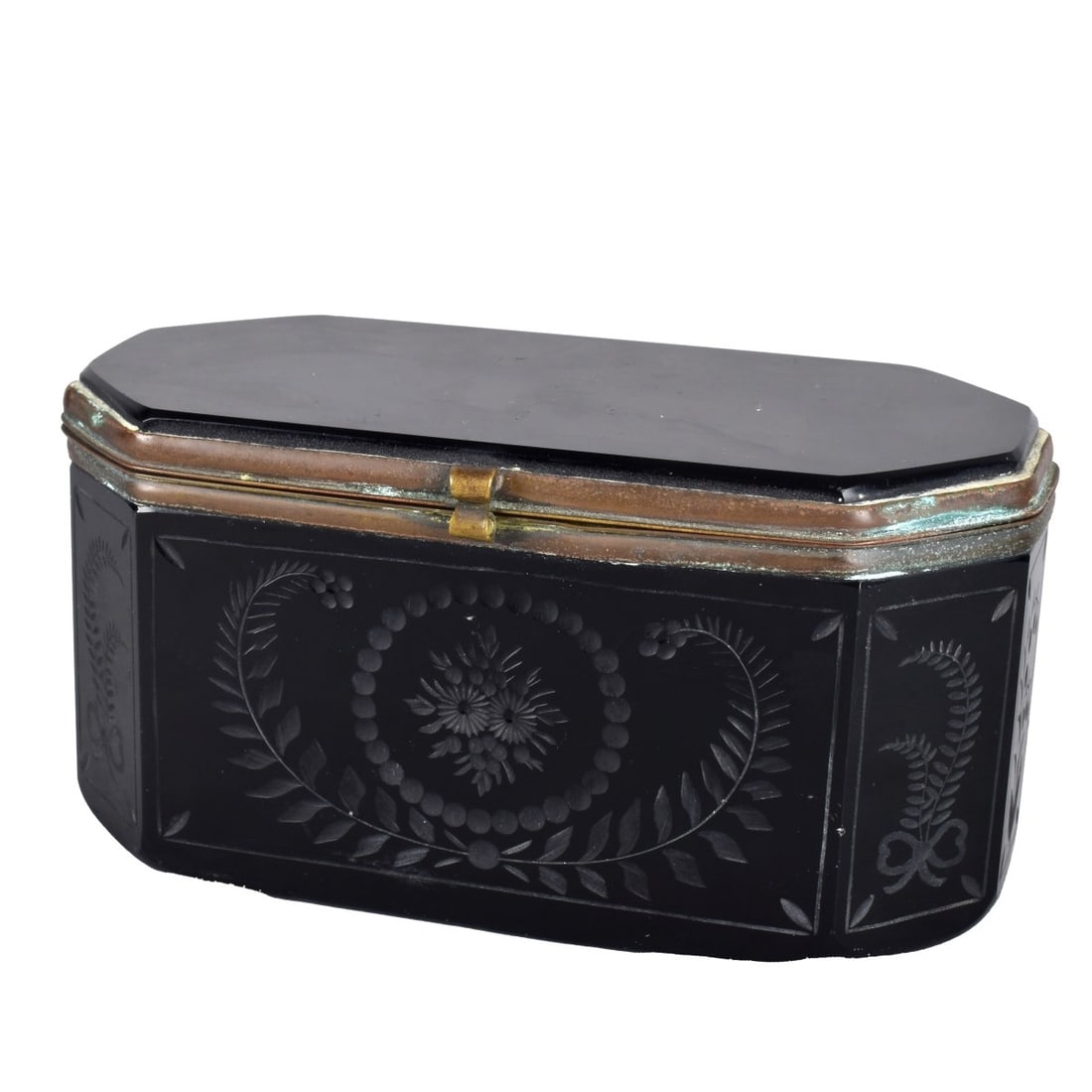 Antique French Black Opaline Glass Box (1 of 4)