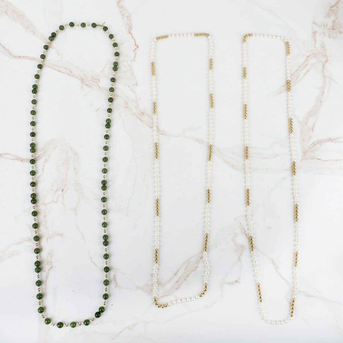 14K, Pearl and Jade Necklaces (1 of 2)