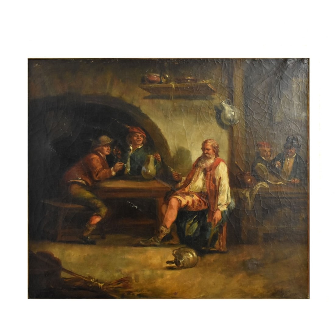 Antique Oil On Canvas Tavern Scene Painting (1 of 7)