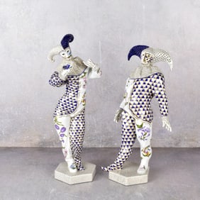 Pair of Herend Hungary Porcelain Carnival Figures