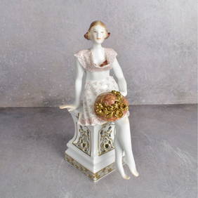 Herend Hungary Seated Lady with Rose Covered Hat (1 of 6)