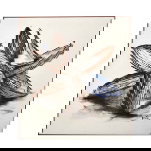 Alexis Leyva Machado, (Kcho) Cuban (b.1970): Alexis Leyva Machado, (Kcho) Cuban (b.1970) Color Crayon on Paper depicting Six Stacked Boats. Framed under Plexiglass. Signed lower right-hand corner. COA to accompany the lot. Image area measures: 2