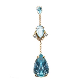 Aquamarine, Diamond and 14K Pendant